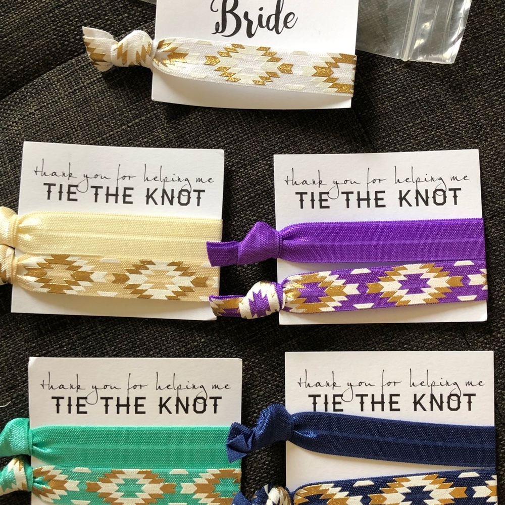 Bridesmaids/ bride gift pattern hair elastics NEW